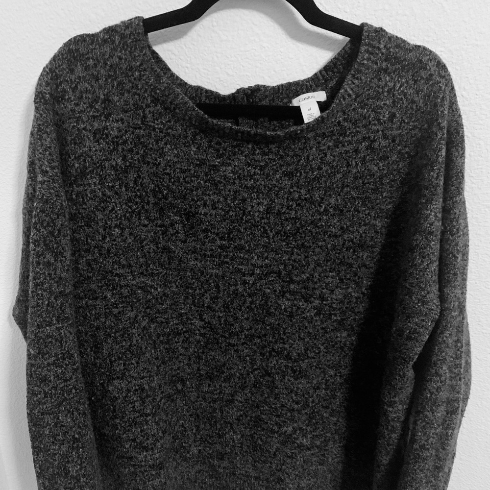 Nordstrom Caslon Brand Charcoal Zip Back Pullover Sweater XL